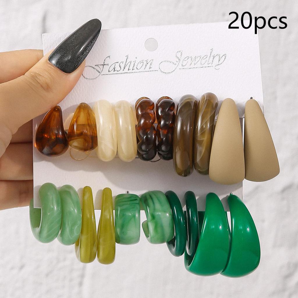 Retro Summer Multi-color Hoop Earring Set Water Drop C-shaped Designs Women's Fashion Leopard Print Earrings Daily Wear Dating