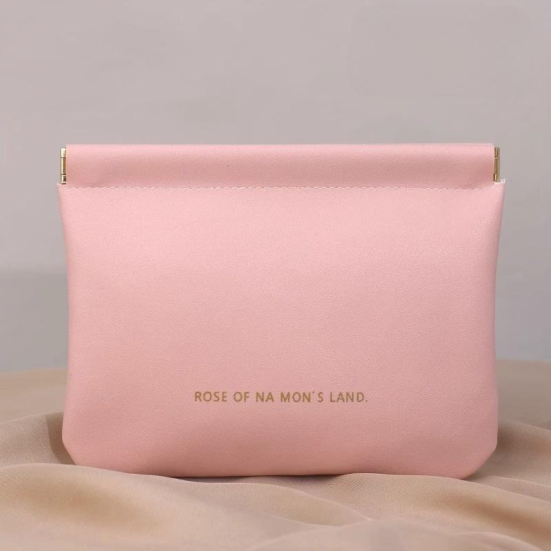 Storage Bag with Automatic Closing Function Wired Headphone Storage Bag PU Coin Purse Mini Portable Lipstick and Makeup Bag