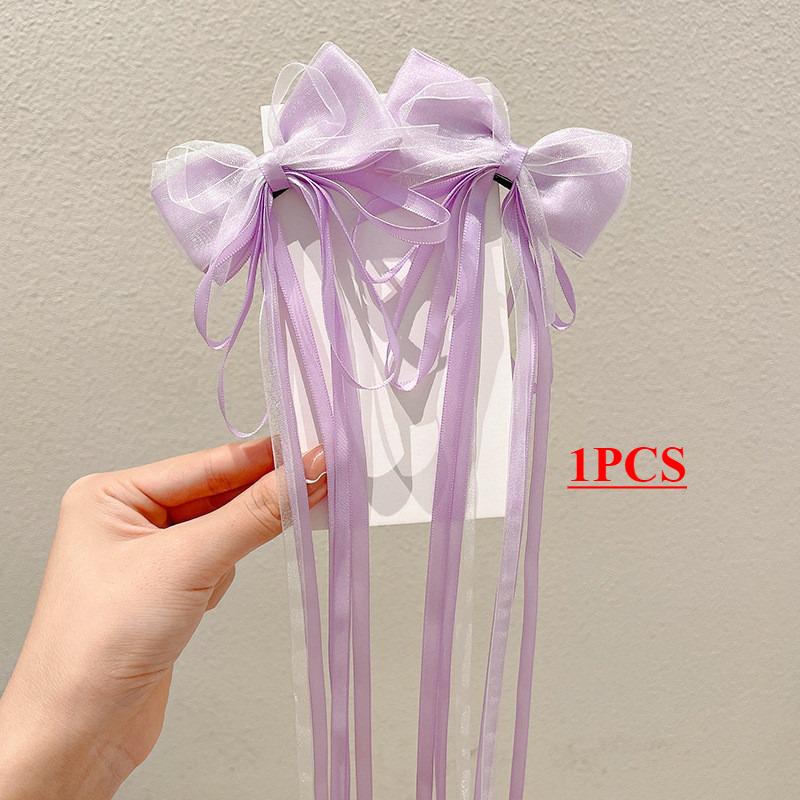 Solid Color Fabric Bow Ribbon Hair Cloth Braided Girl High Value Tassel Hairpin Girl Fashion Hairpin Hair Accessories