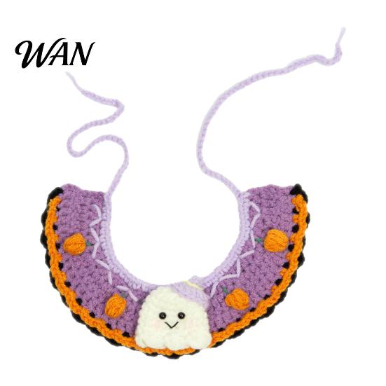 Clothing Halloween Pet Costume for Cats Small Dogs, Handmade Crochet Witch Hat Bib Puppy Party Accessories Collar, Adjustable Holiday Dog Cat