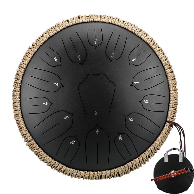 Hluru 13 Inch 15 Notes Glucophone Tank Drum Key D Steel Tongue Drum for Drop shippping Hanpan Meditation Instrument