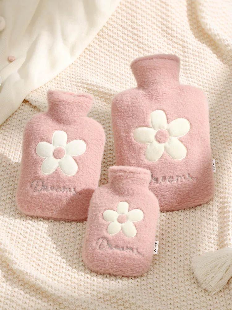 Hot Water Bottle, Thickened Explosion-Proof Hand Warmer, Small Hand Warmer Bag, Women's Belly Warmer, Plush Hot Compress Water Bag