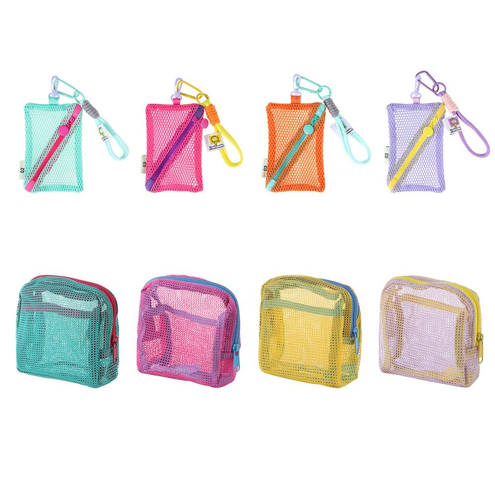 Large Capacity Mesh Cosmetic Bag Candy Color Coin Purse Durable Storage Bag