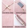 Cross-themed Vegan Leather Bible Cover Dust-proof Built-in Bookmark Ribbon PU Leather Bible Bag Zipper Closure Religious Style