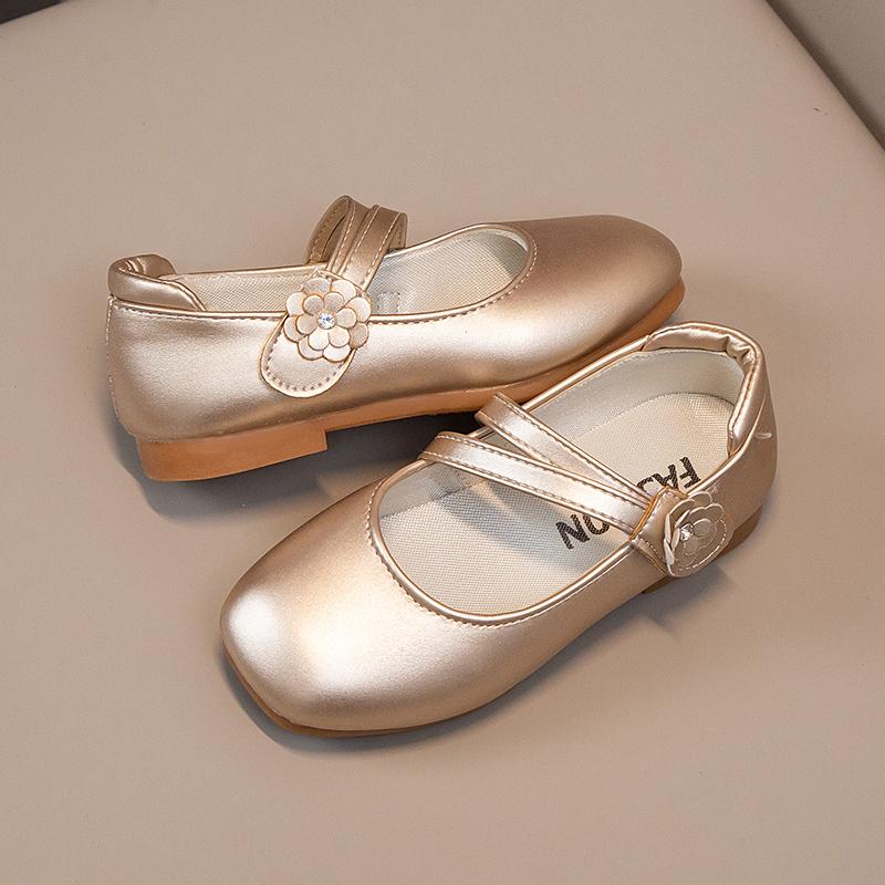 Girls Leather Shoes for Wedding Party Princess Kids Flats with Flowers Sweet Soft Classic Spring Autumn Children School Shoes