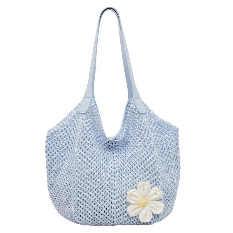 

Велика плетена сумка на плече, сумка-тоут, жіноча нова літня відпускна пляжна сумка one size fits all синій