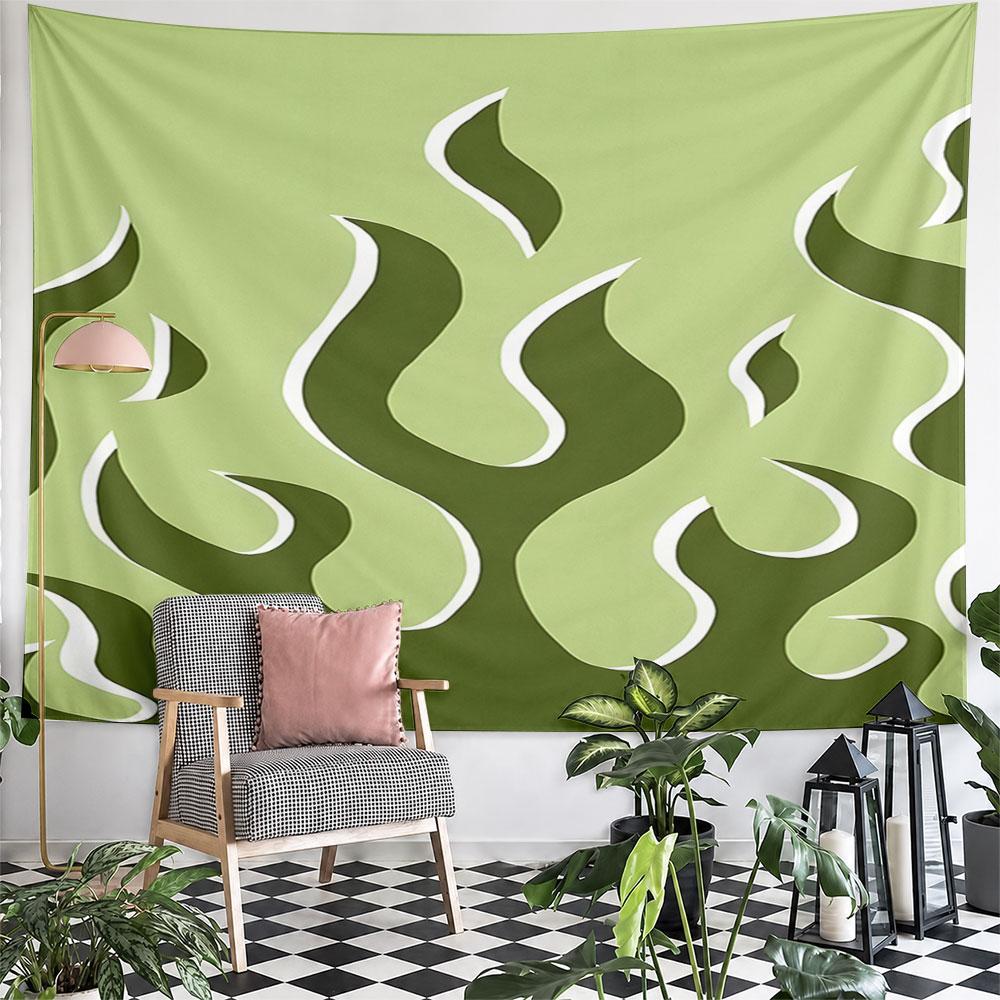 Green Flames Design on Tapestry Pattern Wall Hanging Tapestry Decorative Tapestry Home Decor for Bedroom and Living Room