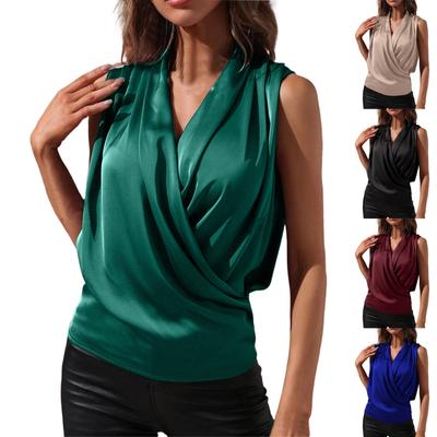 Women's Sleeveless Pleated Vest Shirt Top