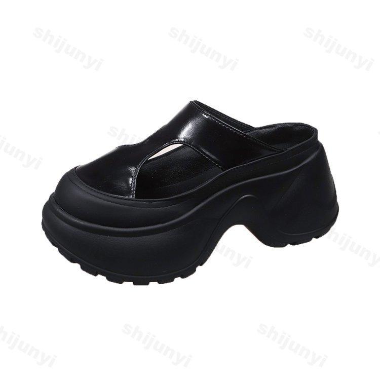 

Мода Мода Леопардовый Принт Полые Повседневные Полушлепанцы на Толстой Подошве для Женщин 2025 Лето Удобные Универсальные Пляжные Массивные Шлепанцы 35 чёрный