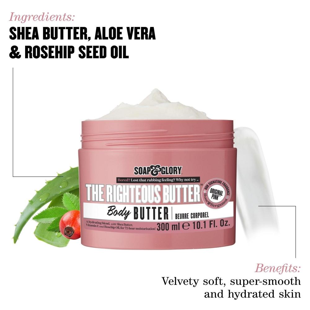 Soap Glory Original Pink The Righteous Butter Feuchtigkeitsspendende Körperbutter, 10,1 oz