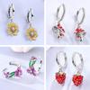 Sales 925 Silver Hoops Earrings Plant Cherry Strawberry Earrings for Women Girls Fashion Jewelry Gifts