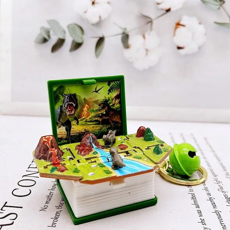 3d Dinosaur Castle Folding Book Keychain Pendant Cartoon Astronaut Soccer Field Pendant Anxiety Stress Children Kids Toy