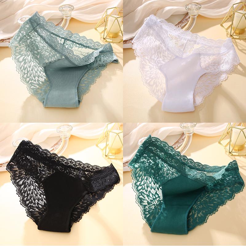 4 Stück/Set Sexy Perspektive Damen Rücken Spitze Höschen Patchwork Unterhosen Ausgehöhlte Dessous Unterwäsche Bequeme Slips