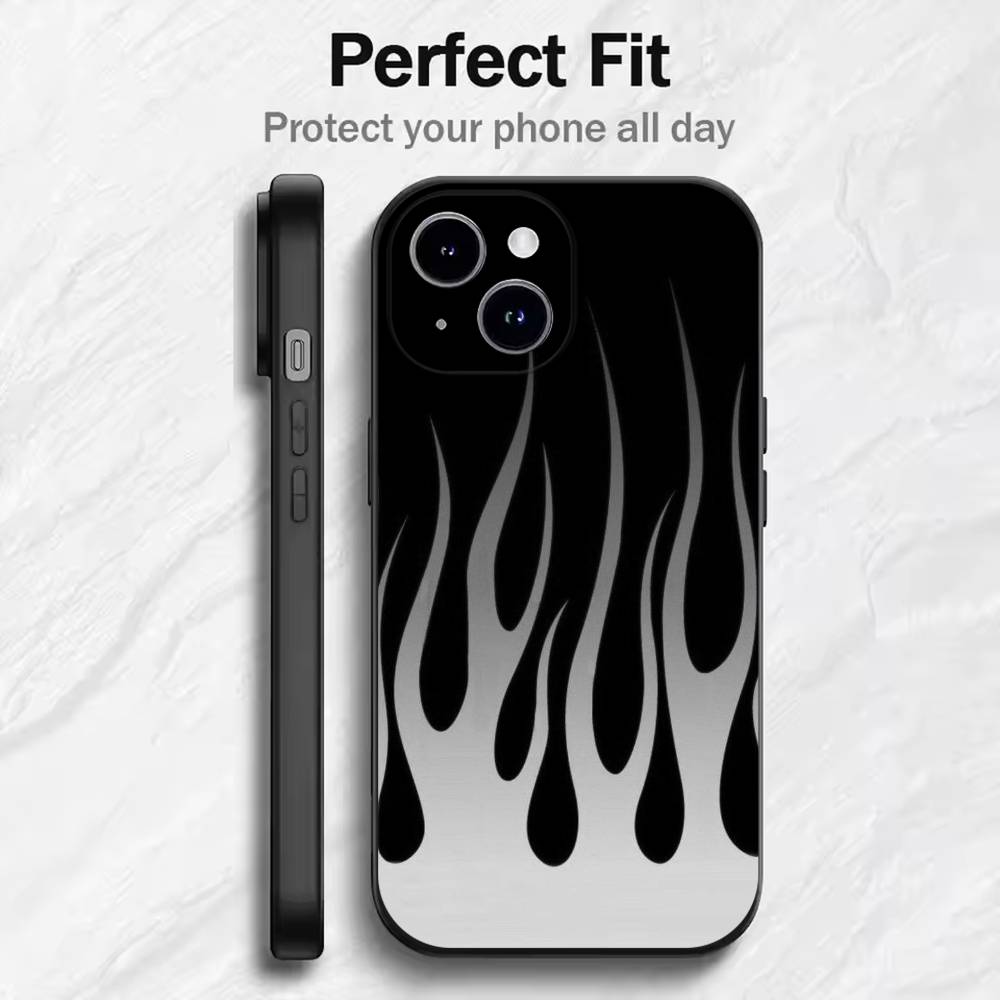 Creative Fashion Flame Phone Case For 17 16 15 14 13 12 11 Mini XS XR X 6S 6 Pro Max Plus Black Soft Cover