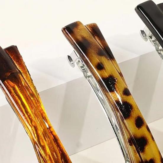 4Pcs French Style Hairpins Tortoiseshell Design Women Hair Clips with Metal Springs Lightweight Hair Accessories
