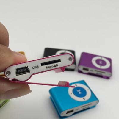 Mini Reproductor MP3 Ranura para Tarjeta Metal Portátil TF Clip USB Deporte Música Digital
