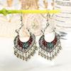 Bohemian Women Flower Bells Tassel Enamel Hook Earrings Party Banquet Jewelry