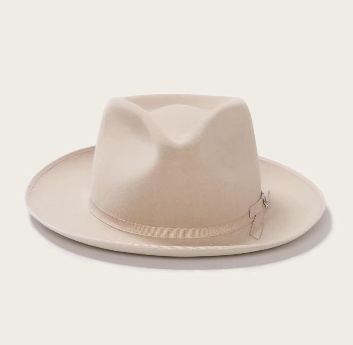 Ribbon Decorative Wool Felt Hat, Adult Felt Hat, Pure Wool Hat 58cm
