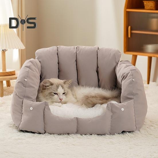 Pet Sofa Dual-Purpose Cat Bed Adjustable Shape Pet House Tent with Washable Removable Cushion for Cats Small Dogs Rabbit