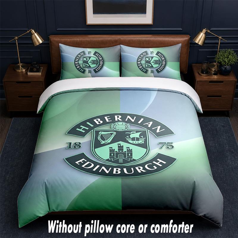 Hibernian FC Design Set Biancheria da Letto 1 Copripiumino + 2 Federe Morbido Traspirante Biancheria da Letto per la Casa