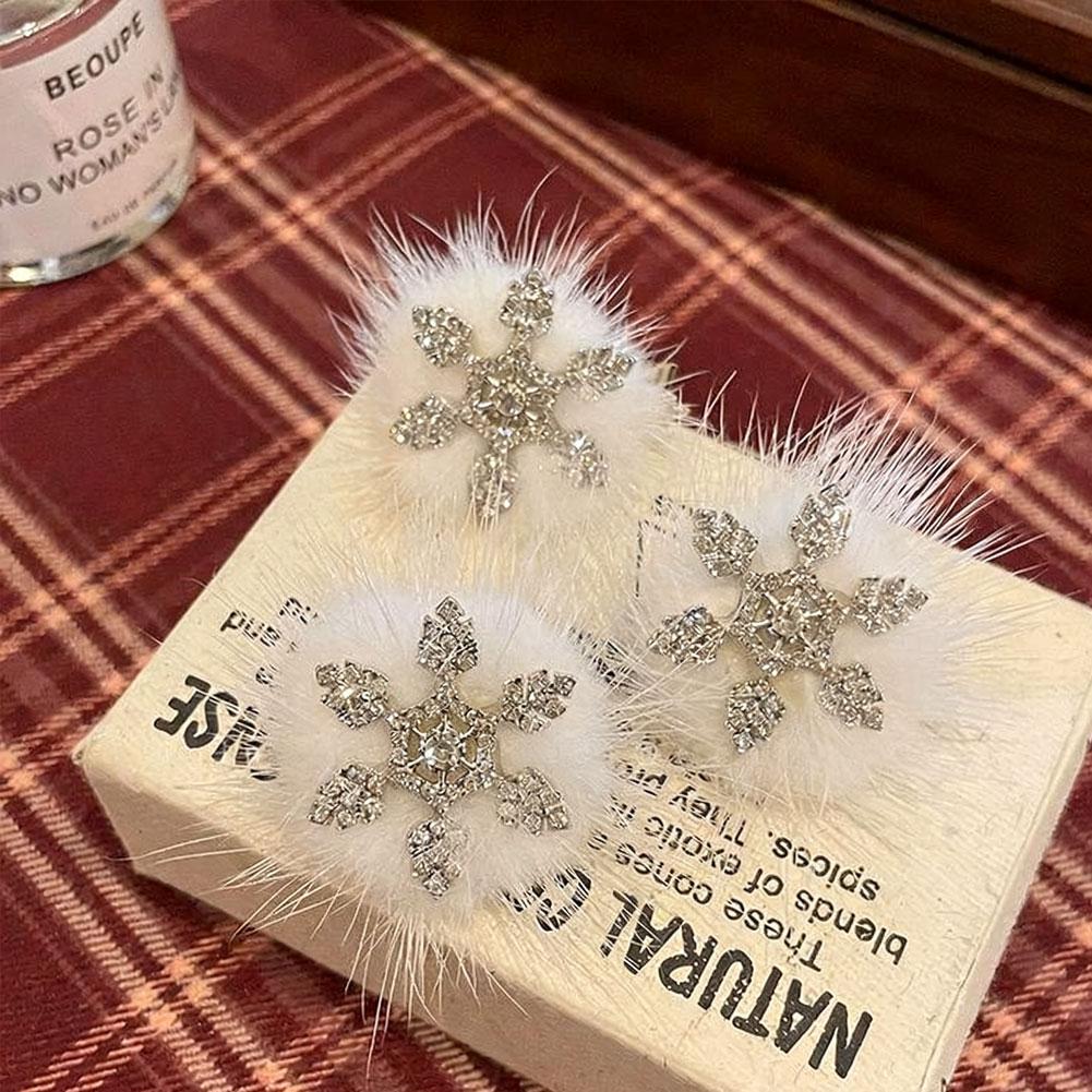 2Pcs Snowflake Hair Clip Duckbill Clip Headwear Side Clip Jewelry Accessory Glitter Shiny Gift