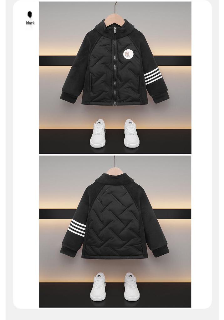 Children's Autumn/Winter School Uniform: Padded Jacket with Velvet Top for Boys & Girls - Warm Cotton Clothing for Medium & Older Kids.
