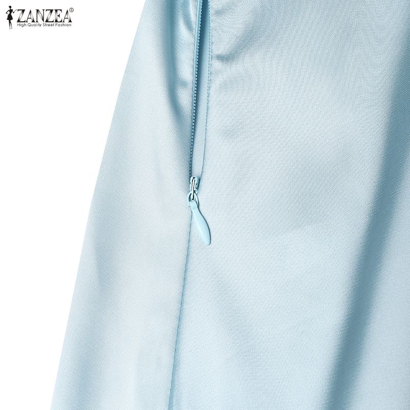 ZANZEA Women Elegant Mesh Splice Square Collar Summer Casual Sleeveless Long Dress