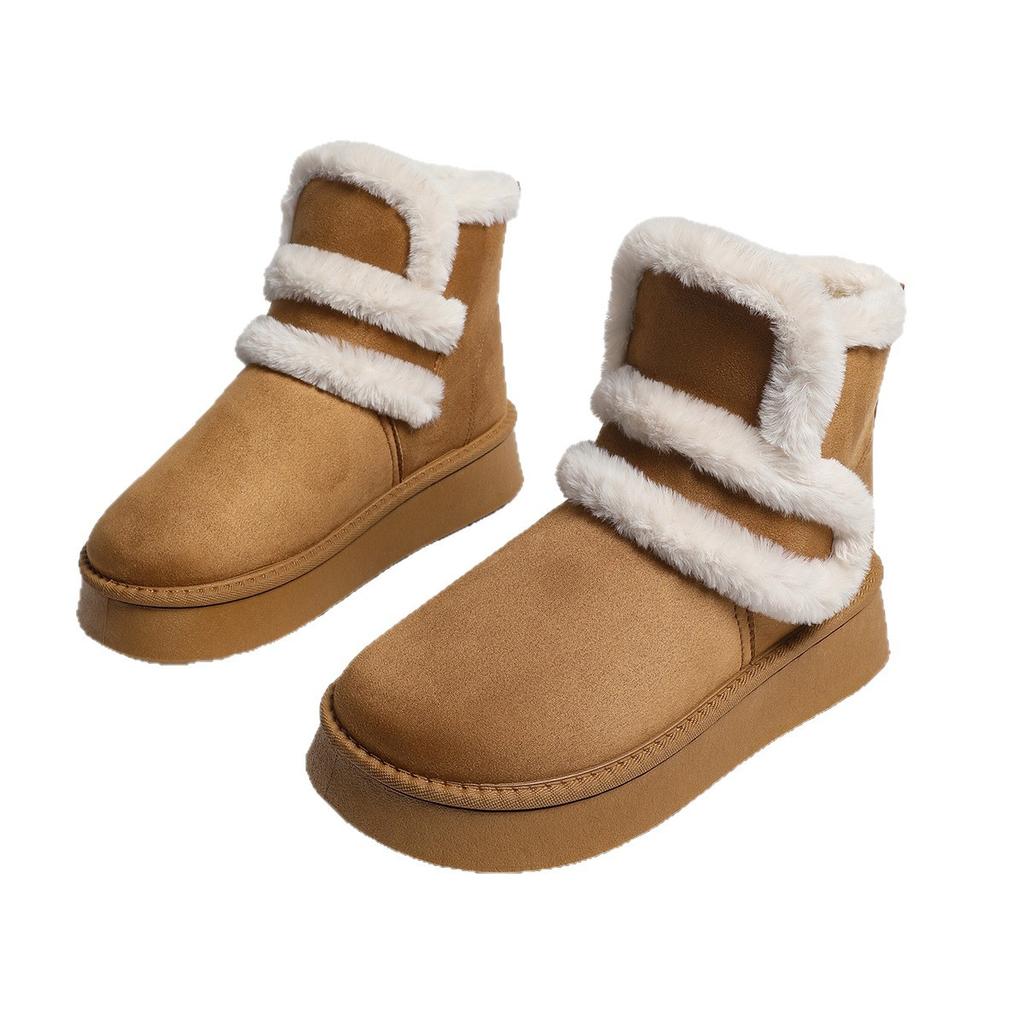 Large size thick-soled snow boots women's new winter fashion casual one-pedal short snow boots