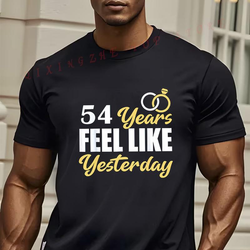 

Mens Singlesided Printed Tshirt 54 Years Feel Like Yesterday Tshirt Oneck Short Sleeve Casual Top 4XL