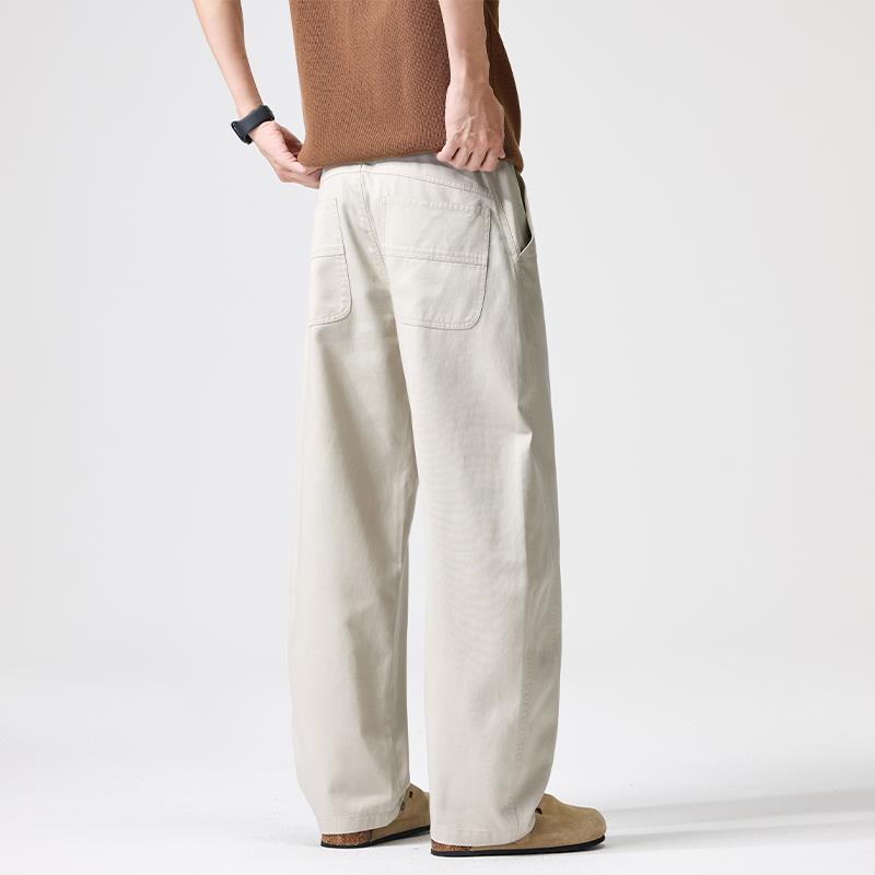 Lyocell Tencel Men's Solid Color Casual Pants High Waist Loose Wide Leg Straight Pants Lazy Style Versatile Trousers