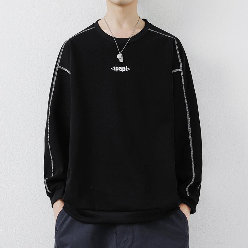 Trendy Brand Round Neck Men'S Sweater Versatile Student Bottoming Shirt Long Sleeve Clothes Spring And Autumn Casual Sweater Men'S