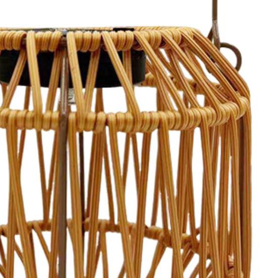 Solar Lantern with Top Handle Outdoor Hanging Rattan Lantern Weatherproof Bohemian Solar Light for Garden Balcony Patio Decoration