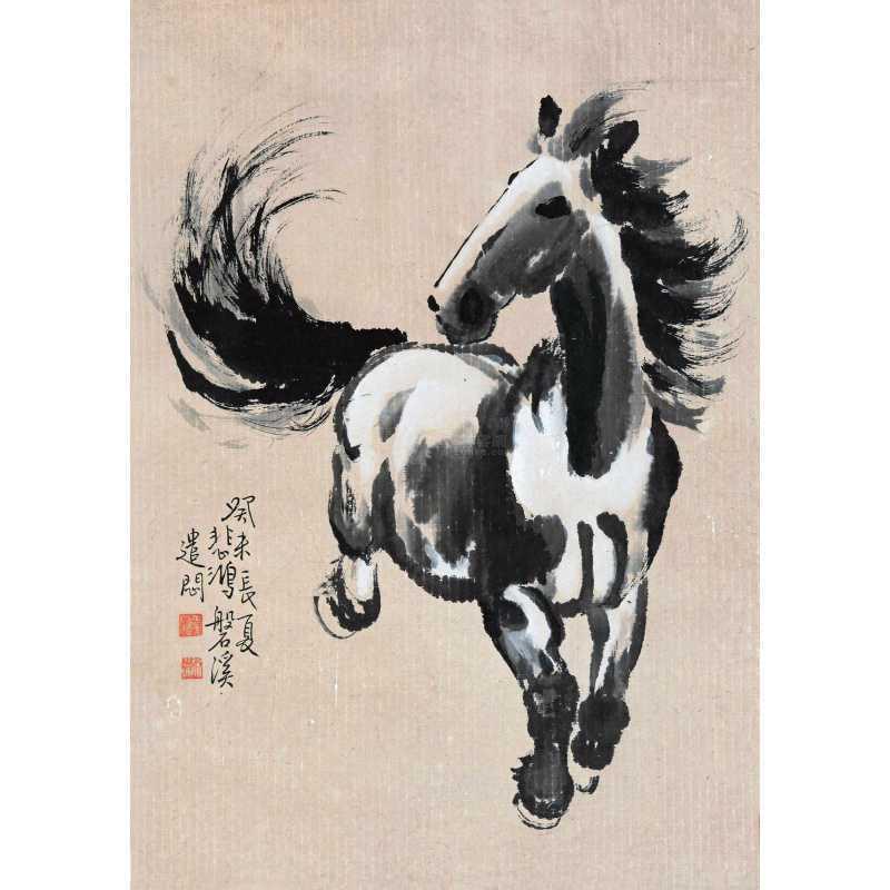 Free Shipping Ink Wash Galloping Horse Poster - Home Decoration Wall Hanging Mural for Dorm, Tea House, Study, or Living Room.