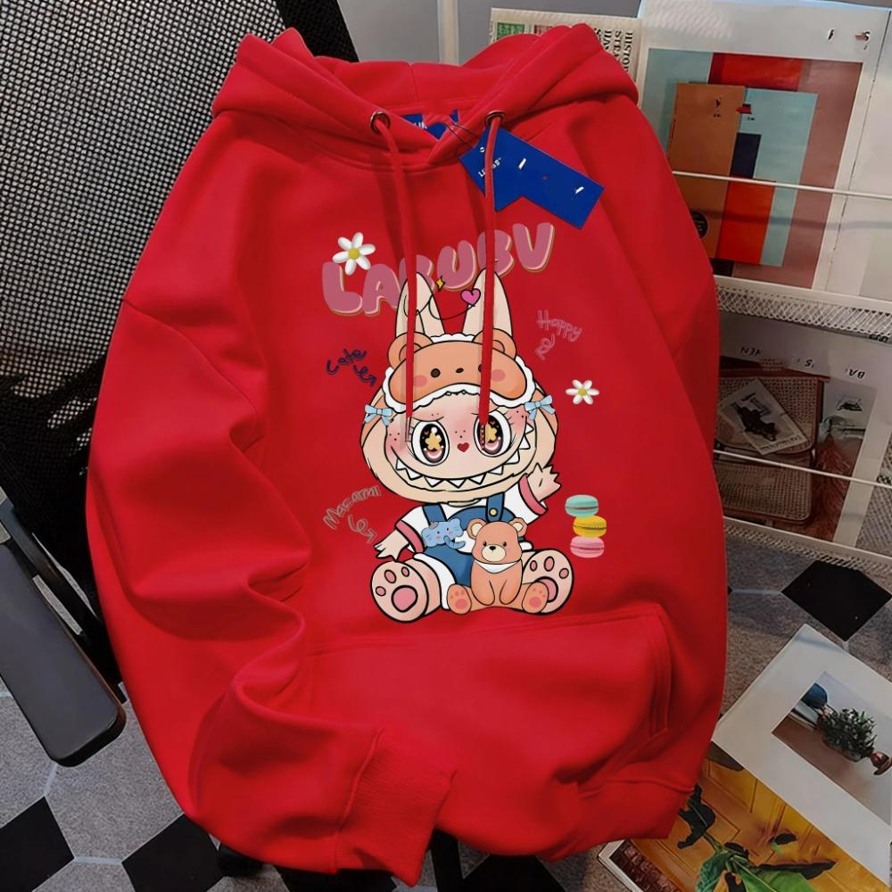 Fashion Men Women's Hoodies Cartoon Labubu Monster Print Pullover Top Casual Sweatshirt Kids Hoodies Clothing