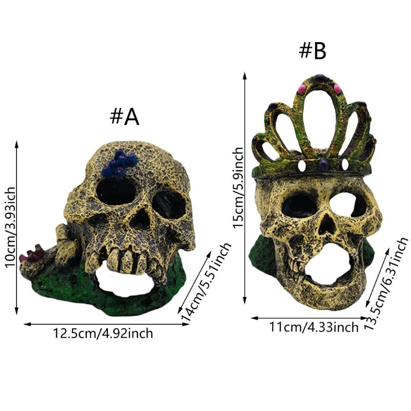 Skull Head Aquariums Decoration Personality Aquascaping Ornaments Hide Cave for Distinctive Aquariums Environment