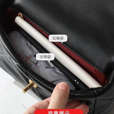 Borsa bocca in pelle di pecora stile Xiaoxiangfeng da donna, borsa a tracolla a rombi con catena, borsa in pelle da donna con chiusura, borsa a tracolla messenger 19