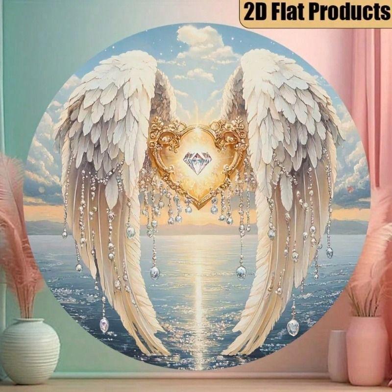 

Metal Poster Angel Wings Heart Diamond Wall Art Decor Gift for Mom