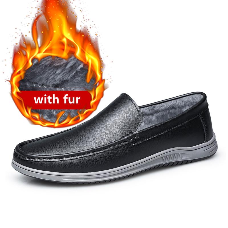 Pantofi Bărbați din Piele cu Blană 2024 Casual Slip on Formal Mocasini Bărbați Mocasini Italiani Negri Pantofi de Condus Adidași Pantofi Comozi