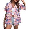 Letnia Moda Koszule z Krótkim Rękawem Damskie Hawajskie Kwiatowe Drukowane 3D Podstawowe Koszule Styl Plażowy Kurort Jednorzędowe Codzienne Koszule