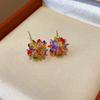 Seaside vacation wind gradual change oil painting wind petal stud earrings small fresh sweet earrings light luxury niche high sense earrings