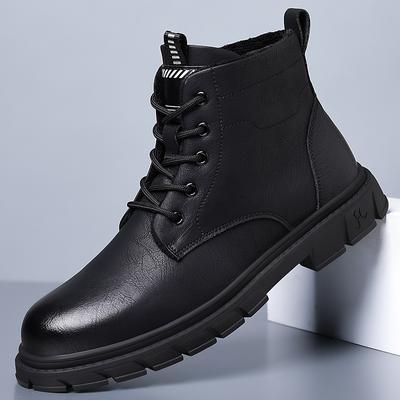 Nouvelle Tendance Bottines Homme Sneakers Noires Mode Extérieure Hautes Punk Chaussures pour Homme Chaussures Décontractées en Cuir Bottes de Rue Motocross