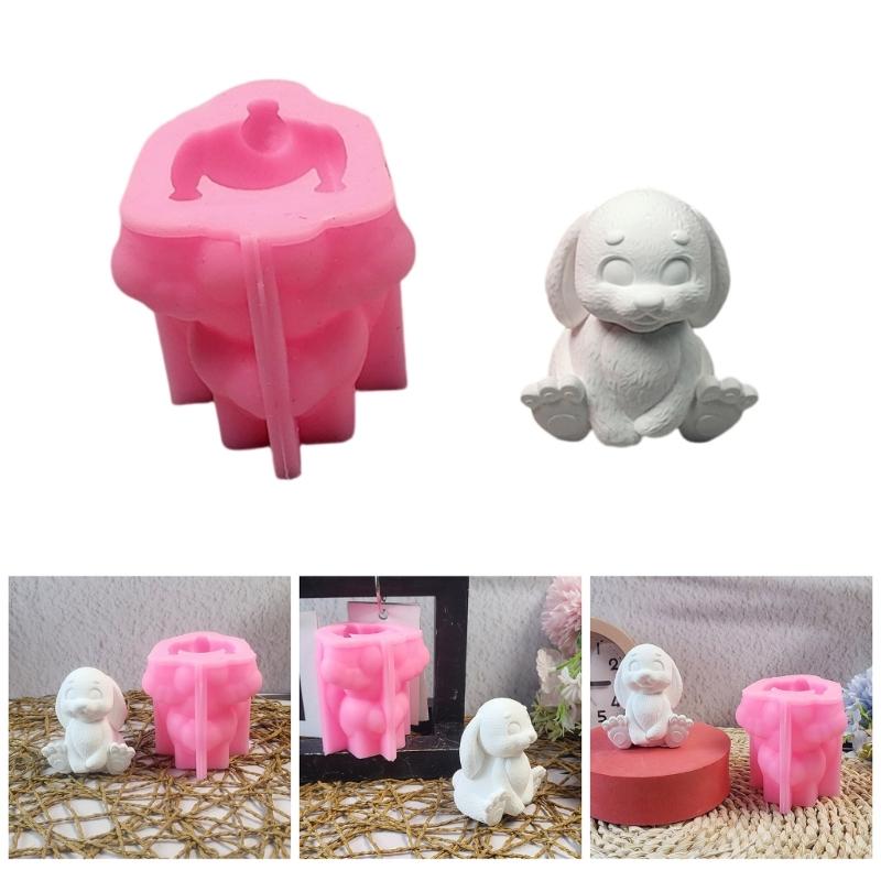 Handmade Silicone Mould 3D Rabbits Candle Molds Ornament Molds Animal Molds Casting Molds for Home Table Decorations