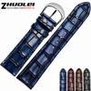 Modisches echtes Leder Herren-Uhrenarmband Klare Persönlichkeit Krokodil-Textur Armband Armband für Armbanduhr 18mm 20mm 22mm blau