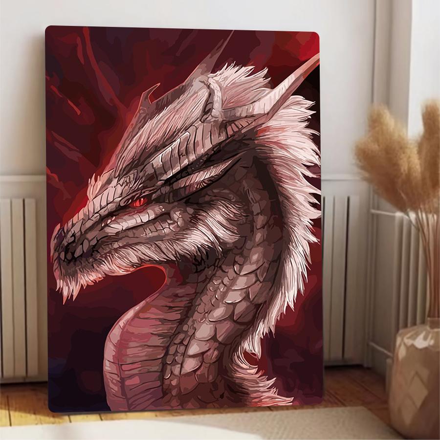 Custom Fantasy Dragon Metal Wall Art Decorative Iron Painting with Red Eyes for Home Office Decoration