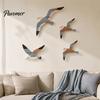 3D Wooden Bird Wall Hanging 3/4Pcs Seagull Decor, Nautical Coastal Theme Art, Natural Wood Texture Decor Adhesive Sculpture for Home Bedroom