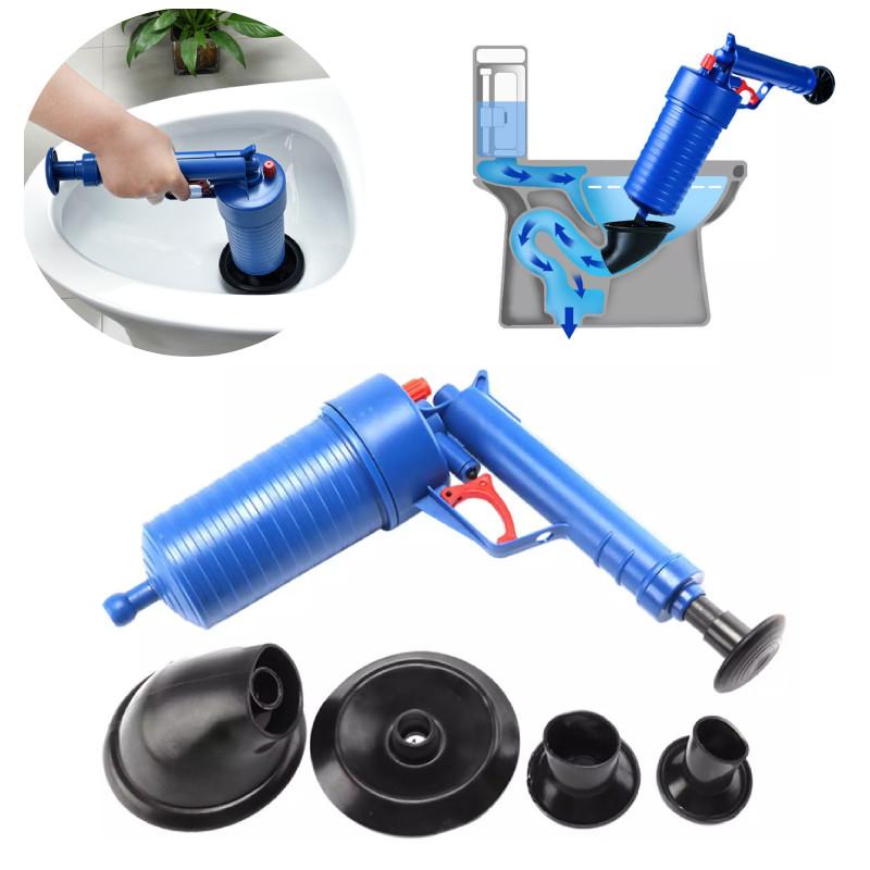 Powerful Blue Plastic Toilet Plunger Home Drain Cleaning Tool For Clogged Pipes