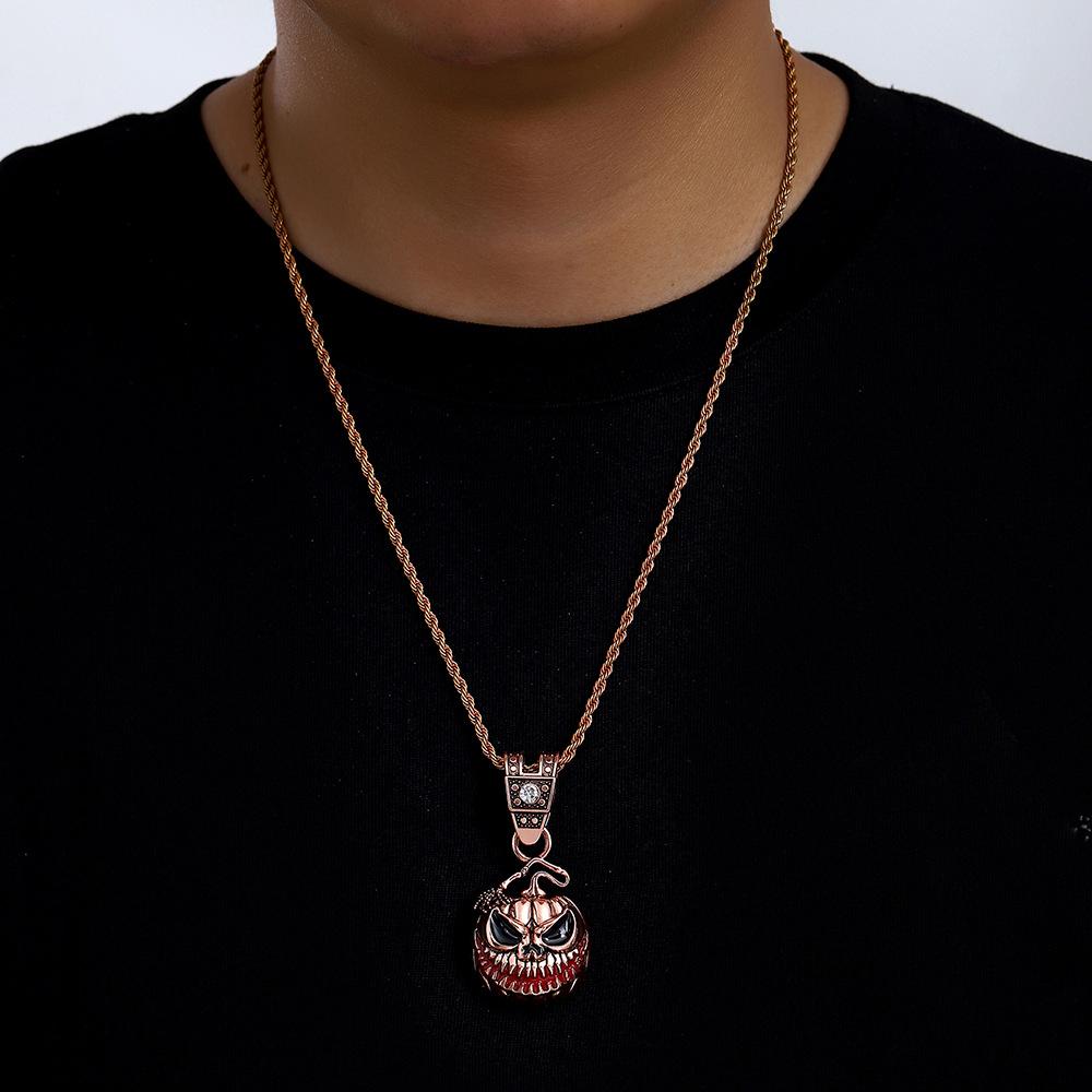 Halloween Skull Alloy Drip Oil Pendant Personality Exaggerated Men'S Necklace