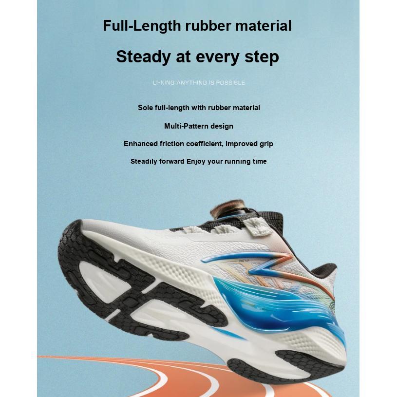 Li Ning Kids Logo Letter Color Block Quick Easy On Off Rebound Support Stability Low Top Kids Running Shoes Kids Running Shoes YKFU060-1