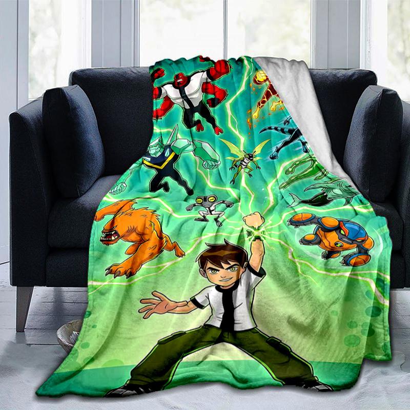 1pc Ben Alien Force Flannel Blanket Soft Warm Throw Blanket for Bedroom Living Room Bed Travel Camping Picnic Gift. M072201165