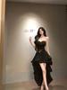 Women's Strapless Ruffle Dress: Summer Seaside Vacation with Irregular Swallowtail Hem